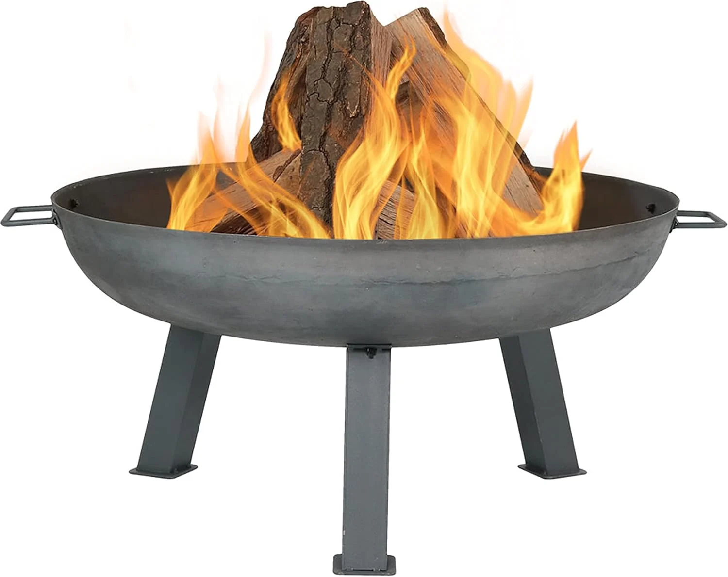 Sunnydaze 30-Inch Cast Iron Heavy-Duty Fire Pit for Outside – Wood-Burning Outdoor Fire Pit Bowl with Handles – Steel Finish