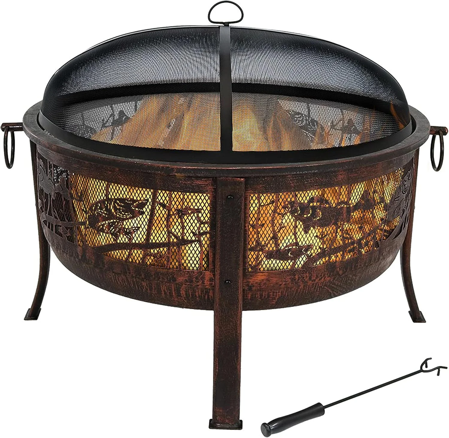 Sunnydaze 30-Inch Fire Pit with Spark Screen, Water-Resistant Cover, Metal Grate, and Fireplace Poker – Northwoods Fishing