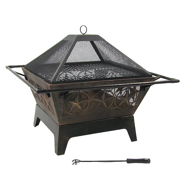 Sunnydaze Decor KF-65126WT 32-in W Bronze Steel Wood-Burning Fire Pit