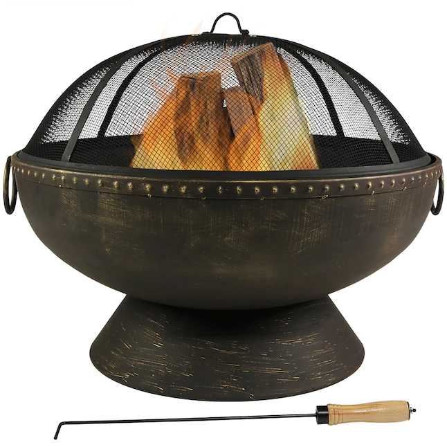Sunnydaze Decor NB-FFP30 30-in W Bronze Steel Wood-Burning Fire Pit