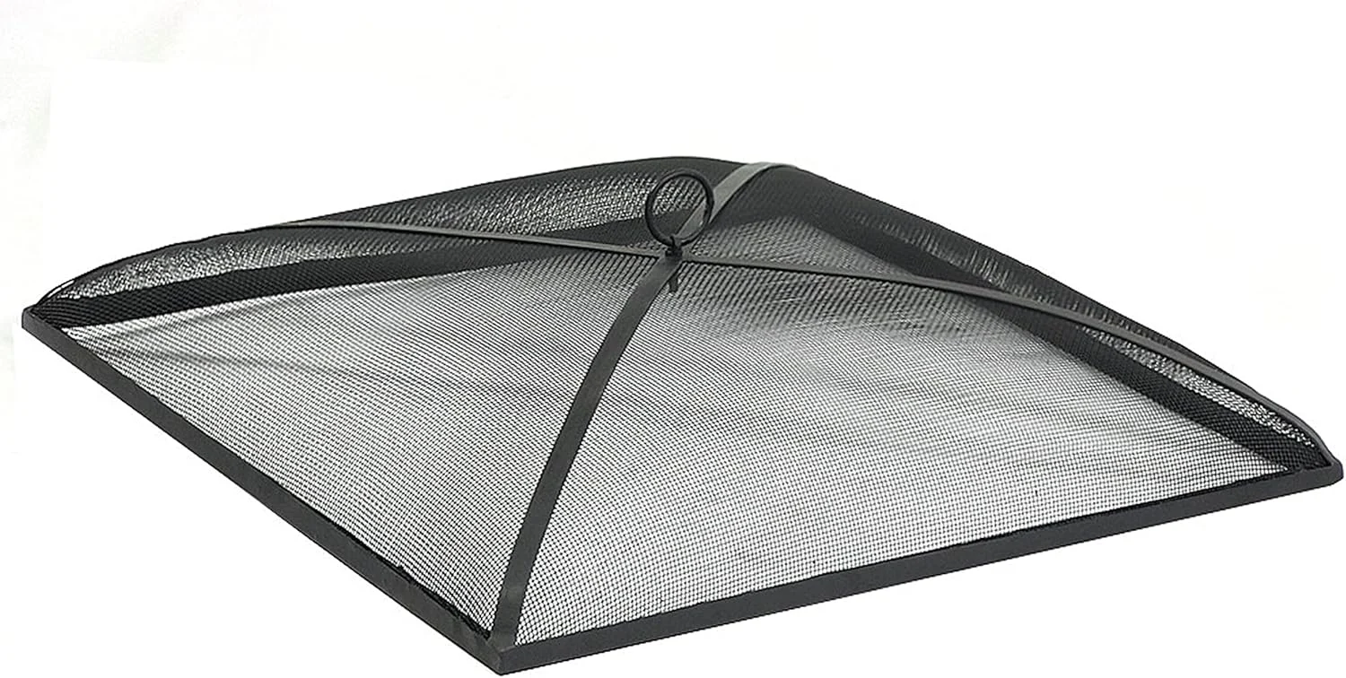 Sunnydaze Heavy-Duty Steel Mesh Fire Pit Spark Screen Cover – Outdoor Fire Pit Screen Cover – Square – Black – 30-Inch