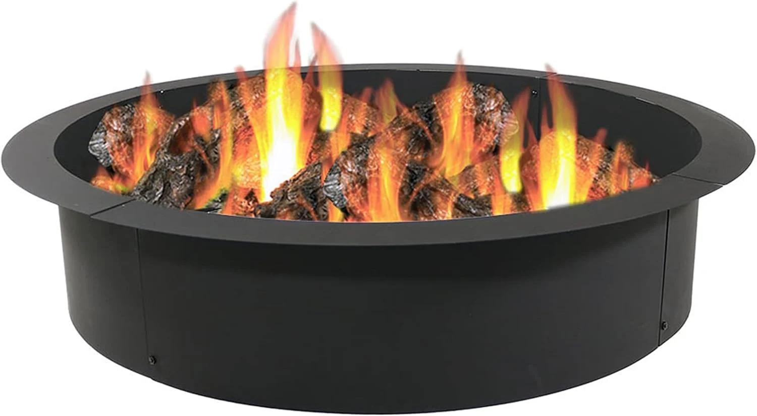 Sunnydaze Outdoor Fire Pit Ring – DIY Above or In-Ground Steel Fire Ring Insert – 42-Inch Outer/36-Inch Inner Diameter