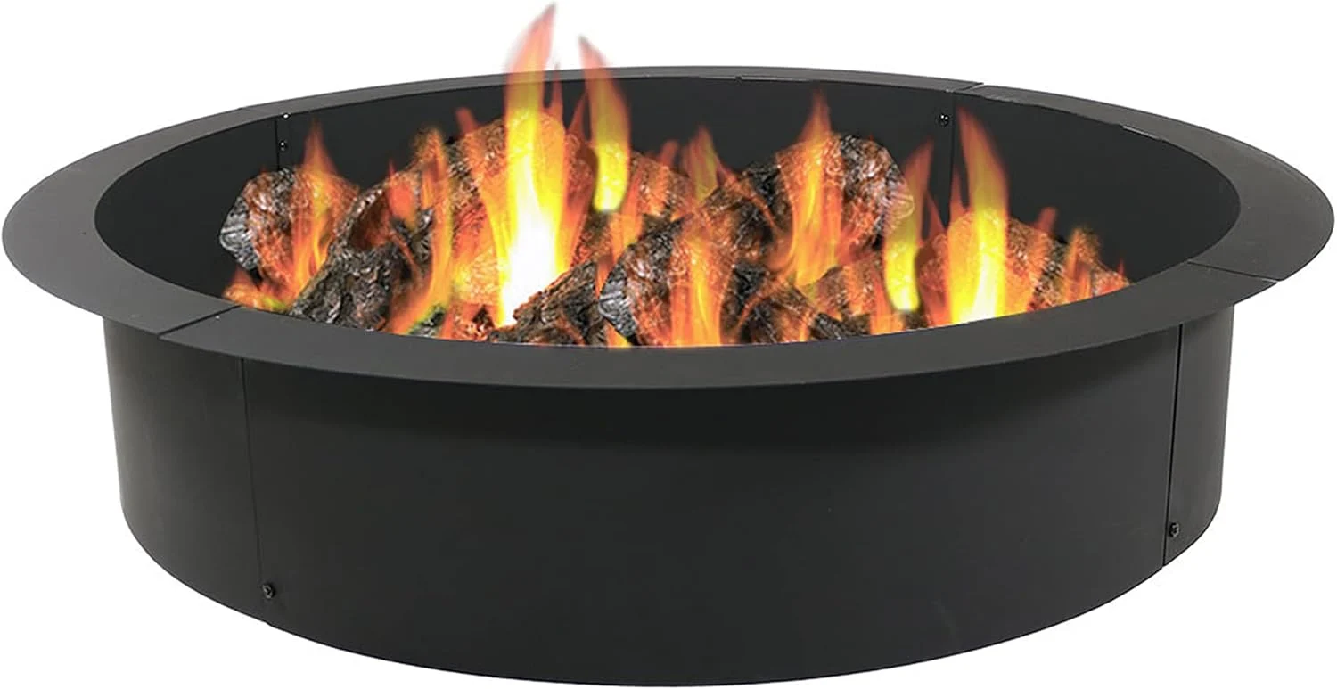Sunnydaze Outdoor Fire Pit Ring – DIY Above or In-Ground Steel Fire Ring Insert – 45-Inch Outer/39-Inch Inner Diameter