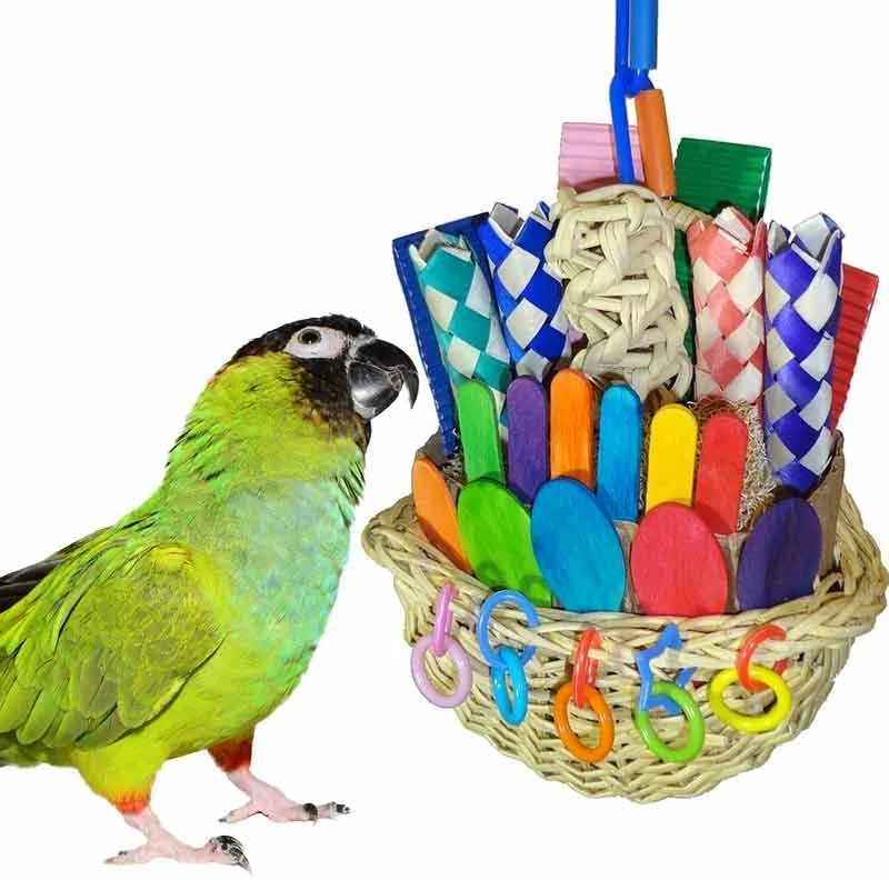 Super Bird Creations SB669 Wicker Foraging Basket Bird Toy, Medium Bird Size, 10” x 4” x 5”