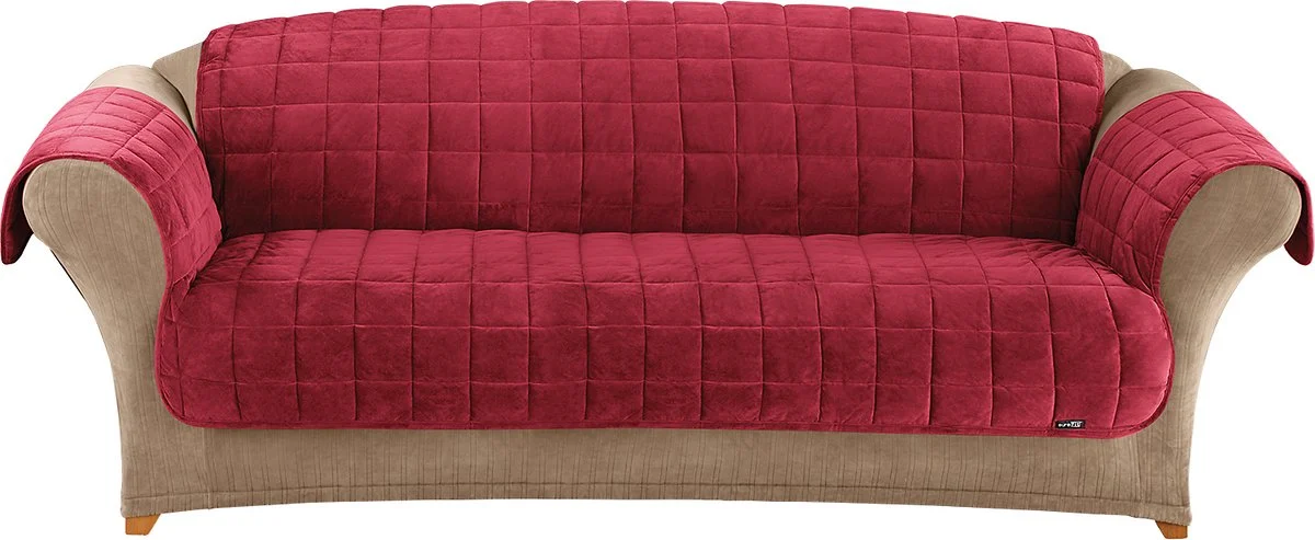 Sure Fit Home Décor Furniture Protector Deluxe Pet Sofa Cover, Polyester, Machine Washable, Sofa, Burgundy