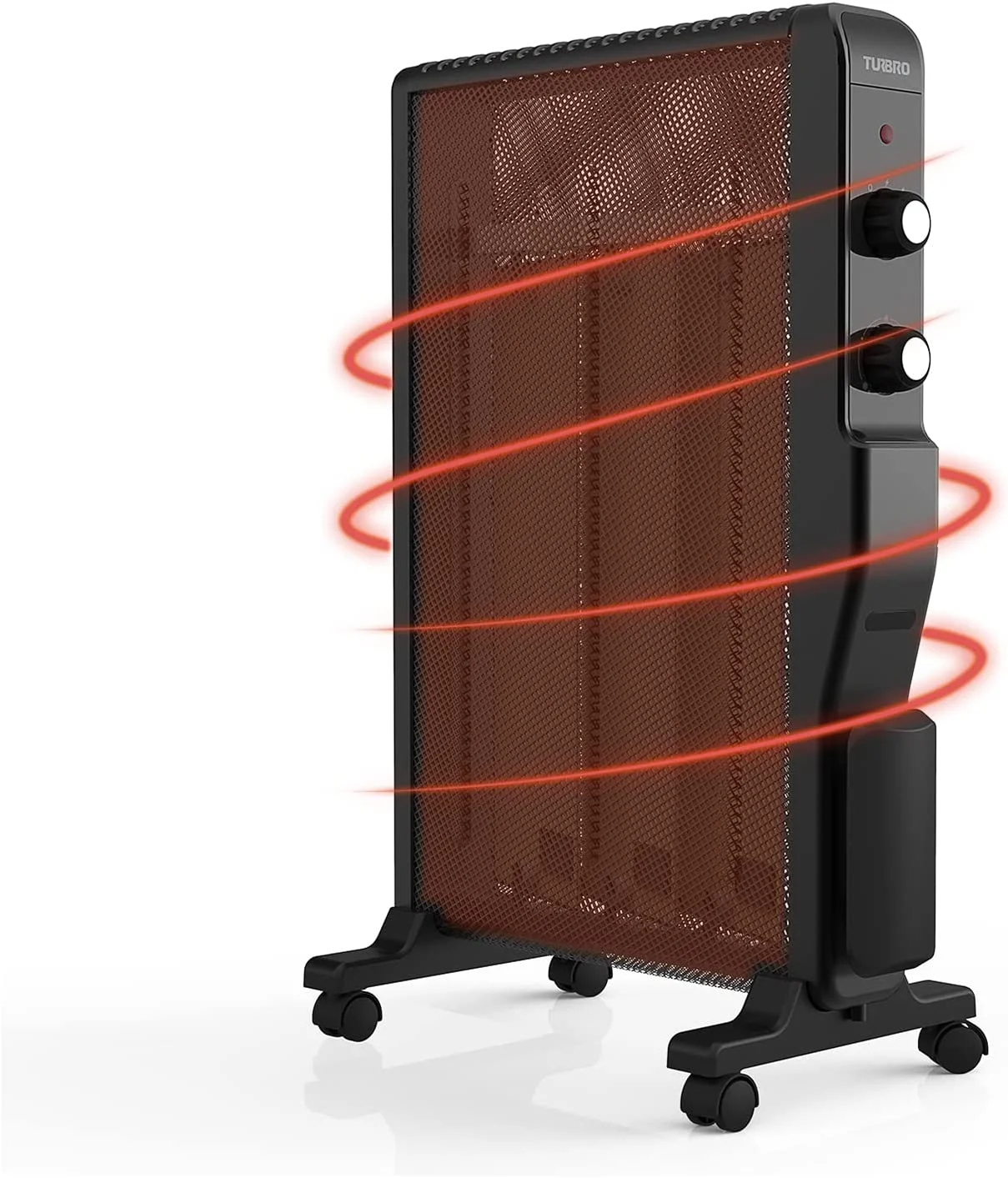 TURBRO Arcade HR1500 Electric Mica Space Heater 1500W, Room and Office Heating with Thermostat and Safety Protection, 2 Heat Settings, Quiet, 120V, Black