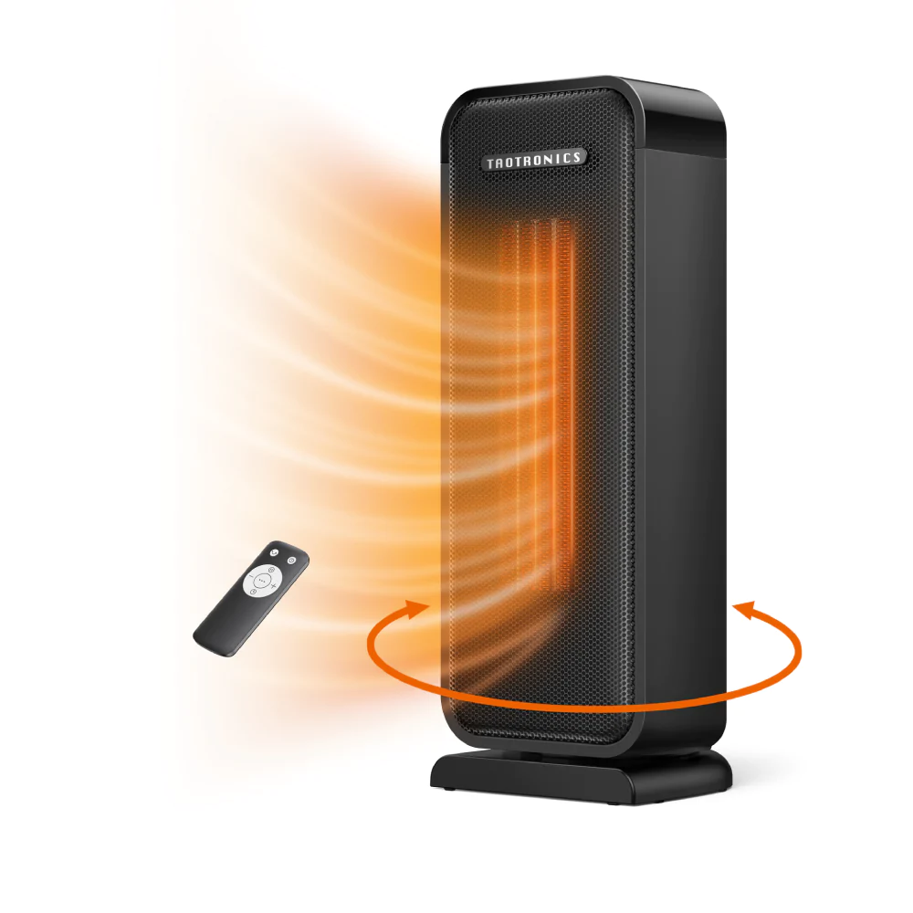 TaoTronics TT-HE001 Space Heater 1500W PTC Ceramic Space Heater Portable Tower Heater Remote Control