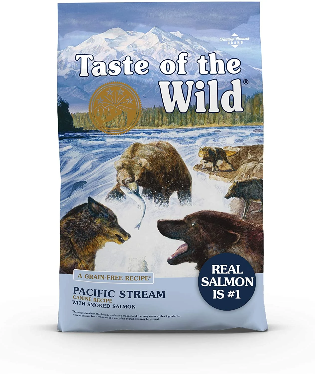 Taste of the Wild Pacific Stream Canine Grain-Free Recipe with Smoked Salmon Adult Dry Dog Food, Made with High Protein from Real Salmon and Guaranteed Nutrients and Probiotics 5lb