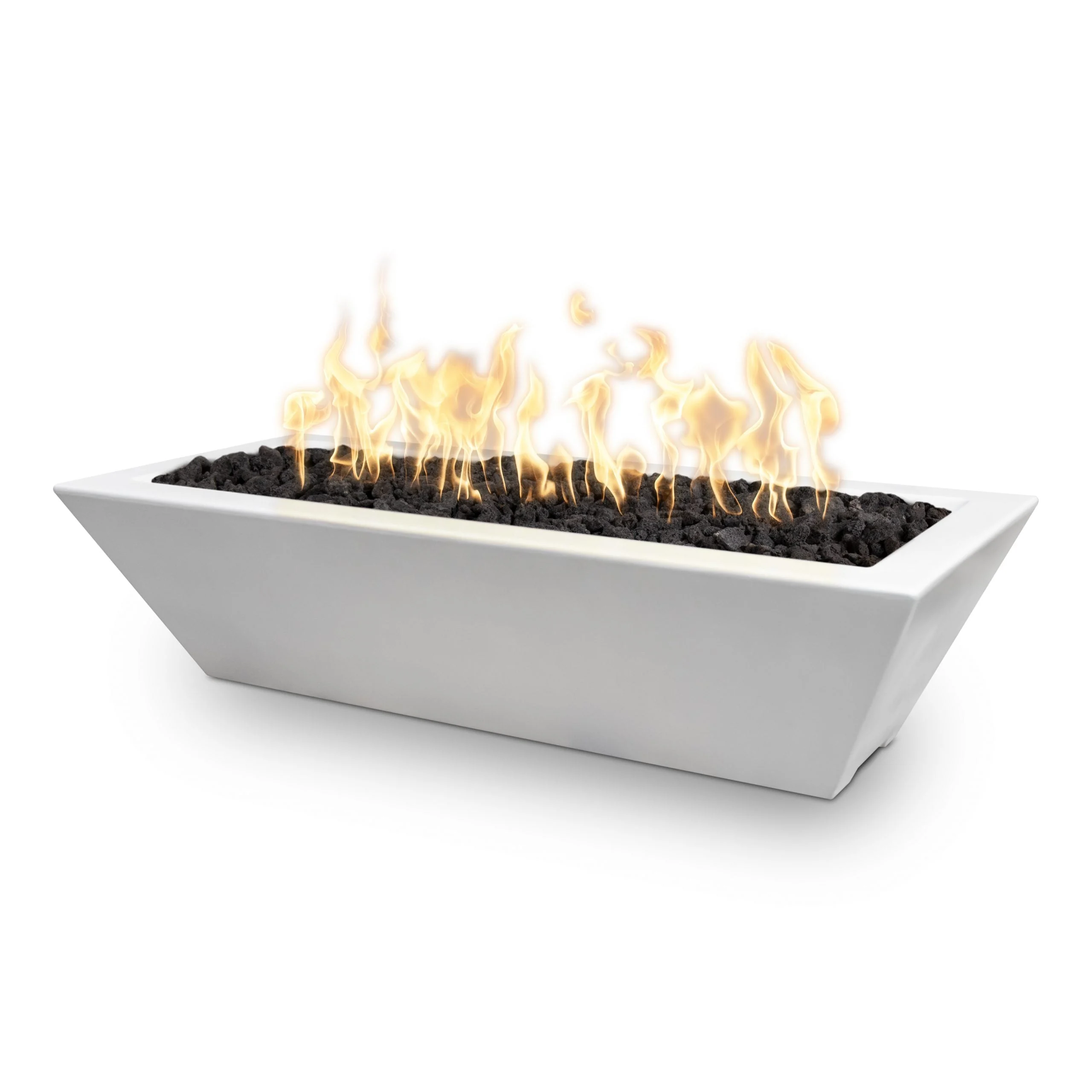 The Outdoor Plus Linear Maya 48" Ash GFRC Concrete Liquid Propane Fire Bowl with Match Lit with Flame Sense Ignition