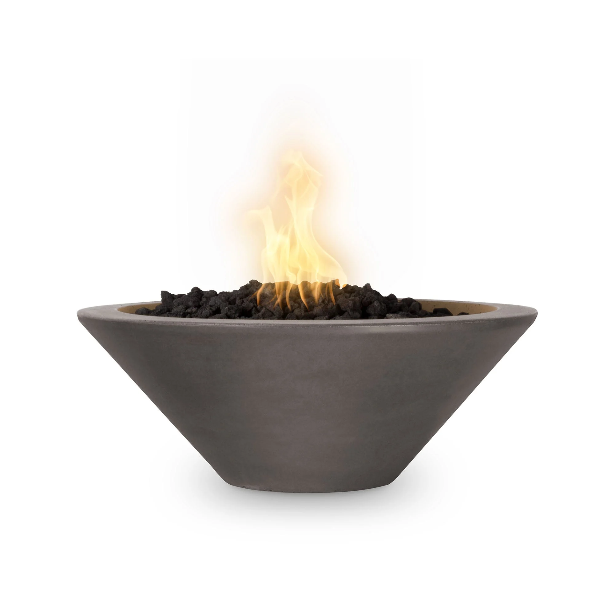 The Outdoor Plus Round Cazo 24" Rustic Gray GFRC Concrete Liquid Propane Fire Bowl with Match Lit with Flame Sense Ignition