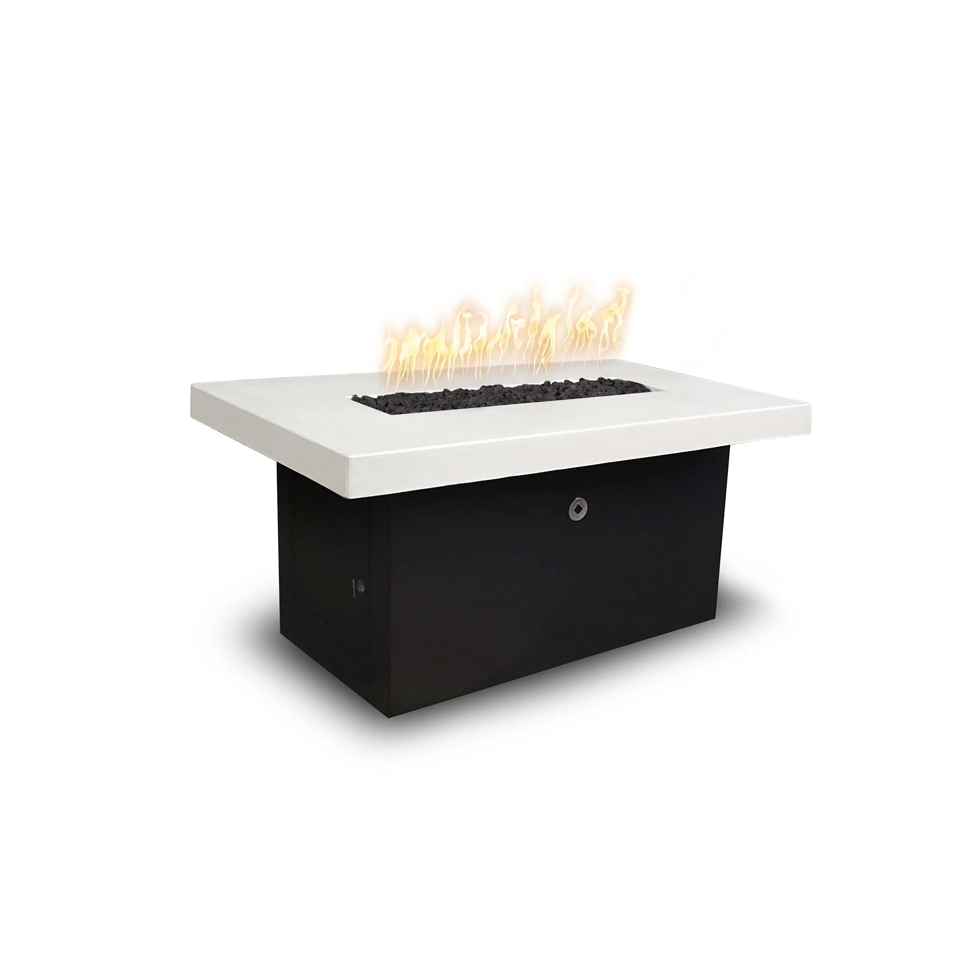 The Outdoor Plus Round Cazo Narrow Ledge 48" Stainless Steel Liquid Propane Fire Pit with Match Lit with Flame Sense Ignition