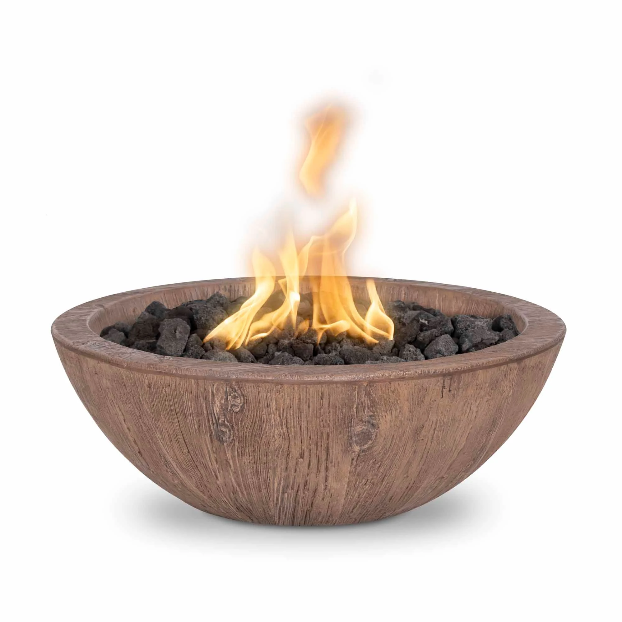 The Outdoor Plus Round Sedona 27" Black Powder Coated Metal Natural Gas Fire Bowl with Match Lit with Flame Sense Ignition