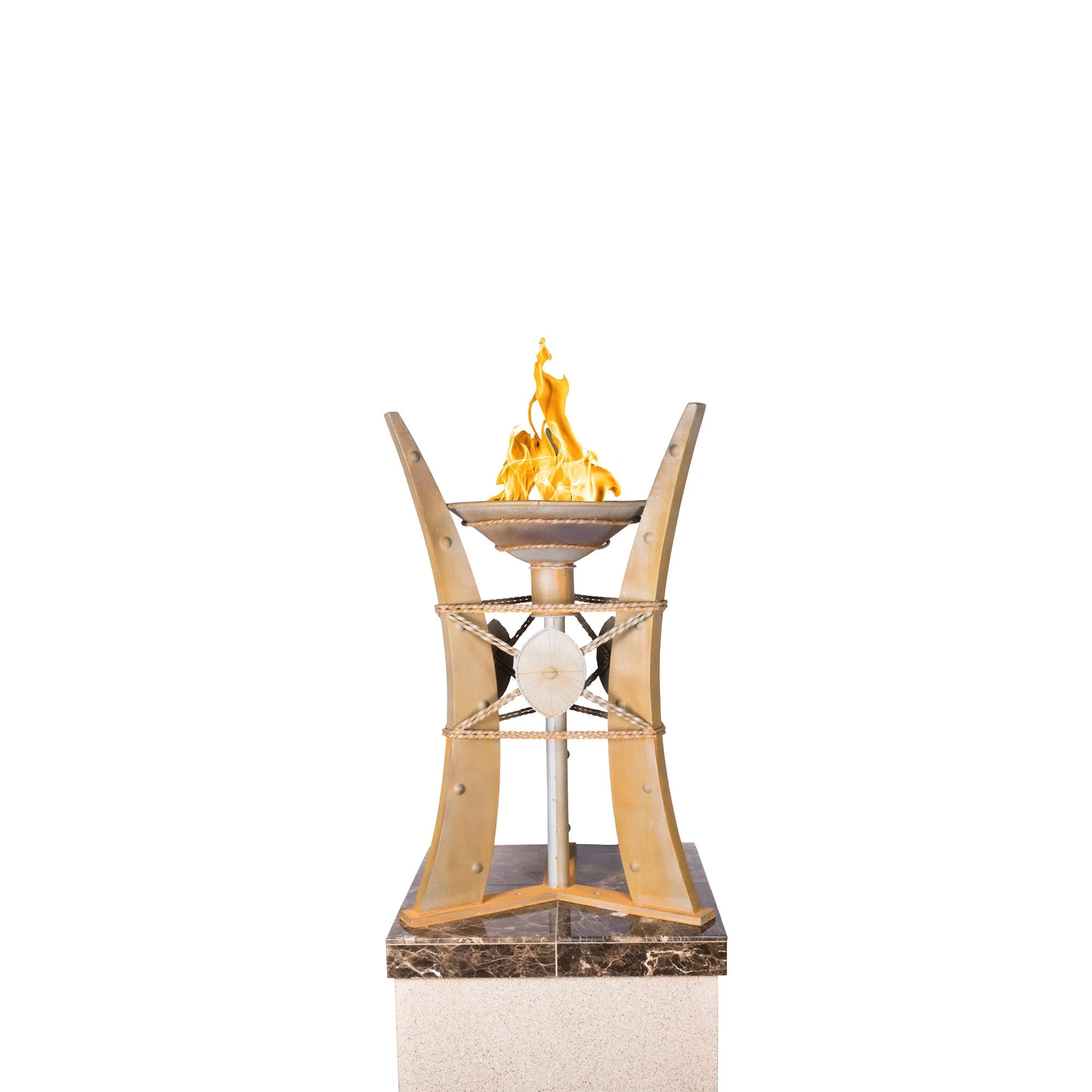 The Outdoor Plus Square Bastille 22" Corten Steel Natural Gas Column Ornament