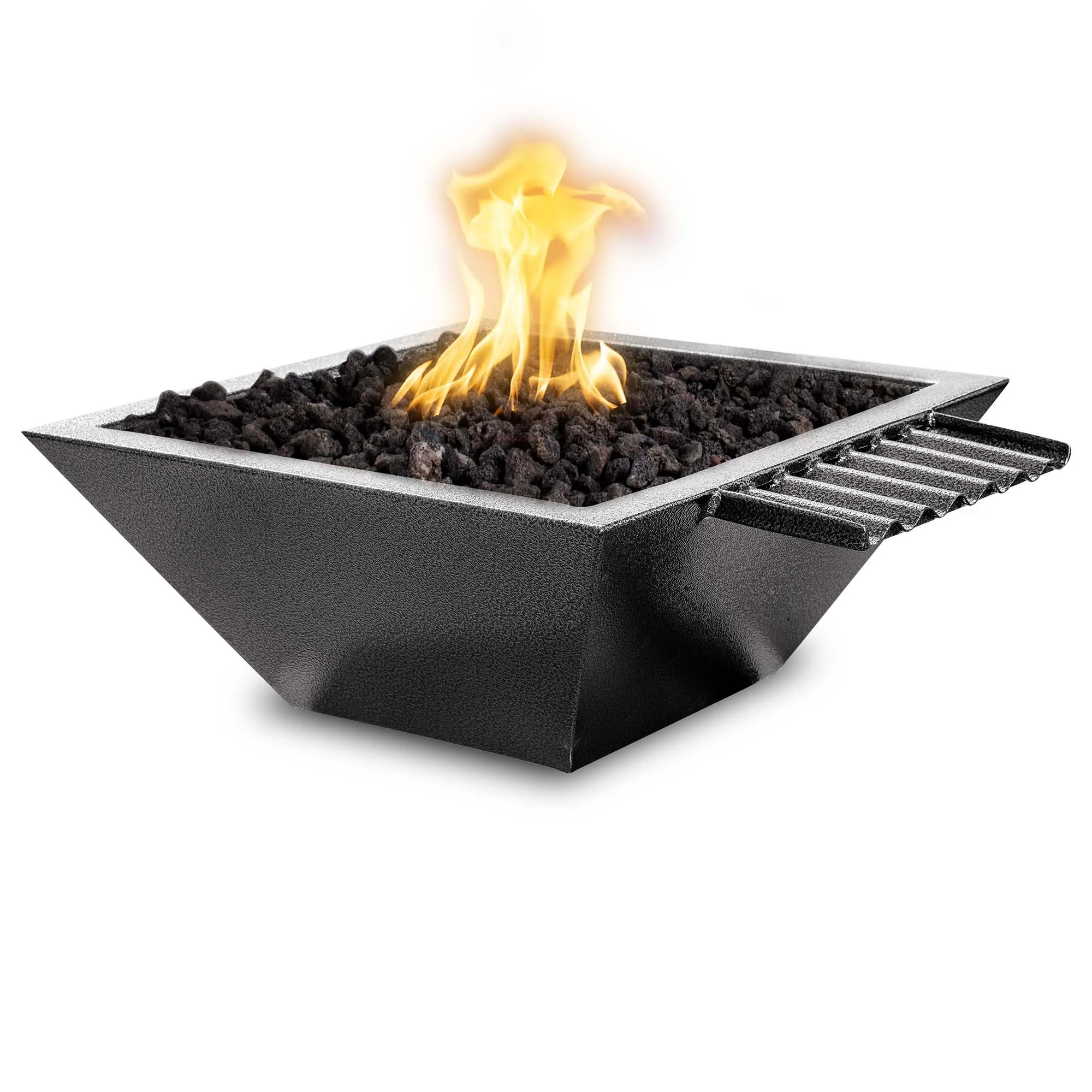 The Outdoor Plus Square Maya 24" Copper Vein Powder Coated Metal Wide Spill Water Bowl