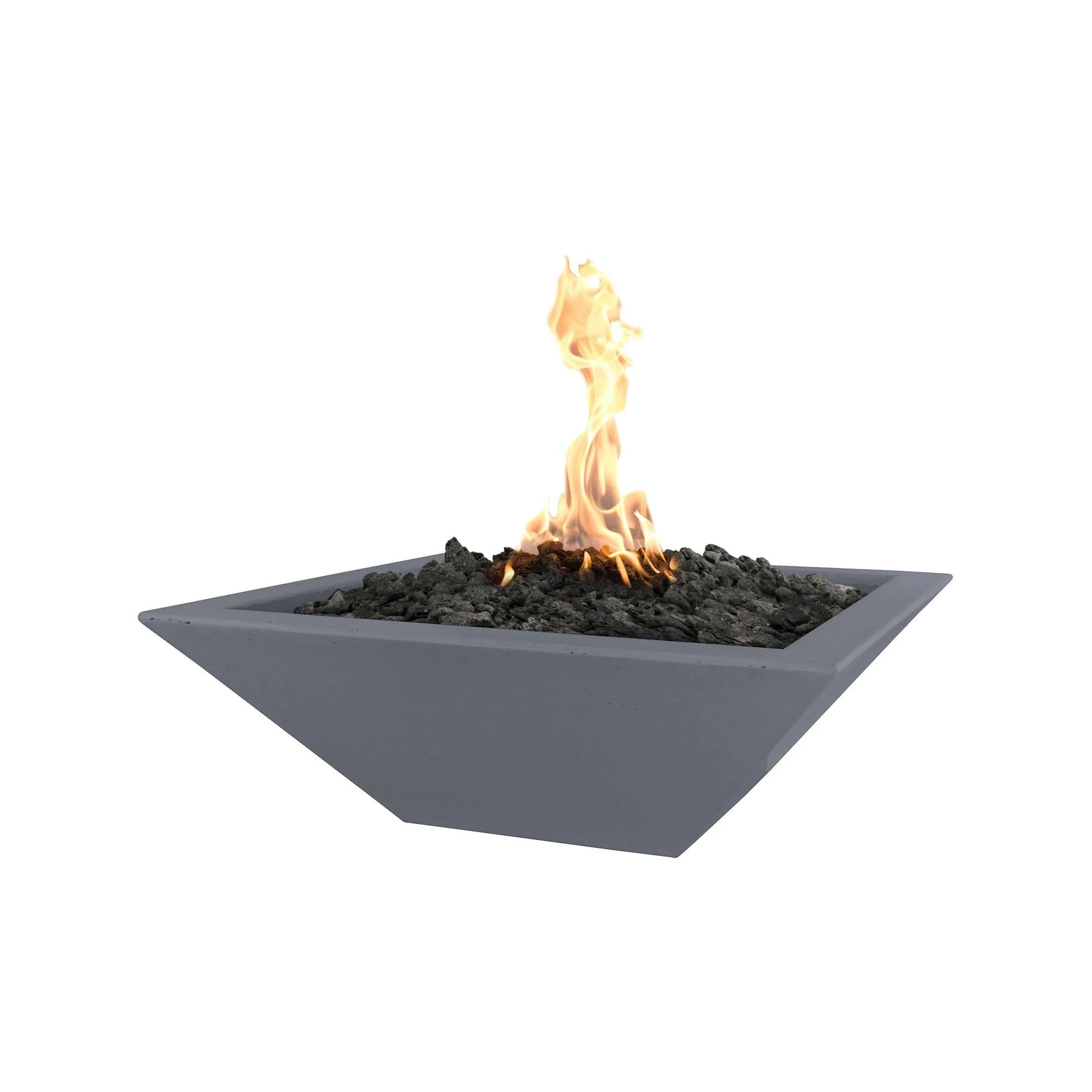 The Outdoor Plus Square Maya 30" Rustic Coffee GFRC Concrete Liquid Propane Fire Bowl with Match Lit with Flame Sense Ignition