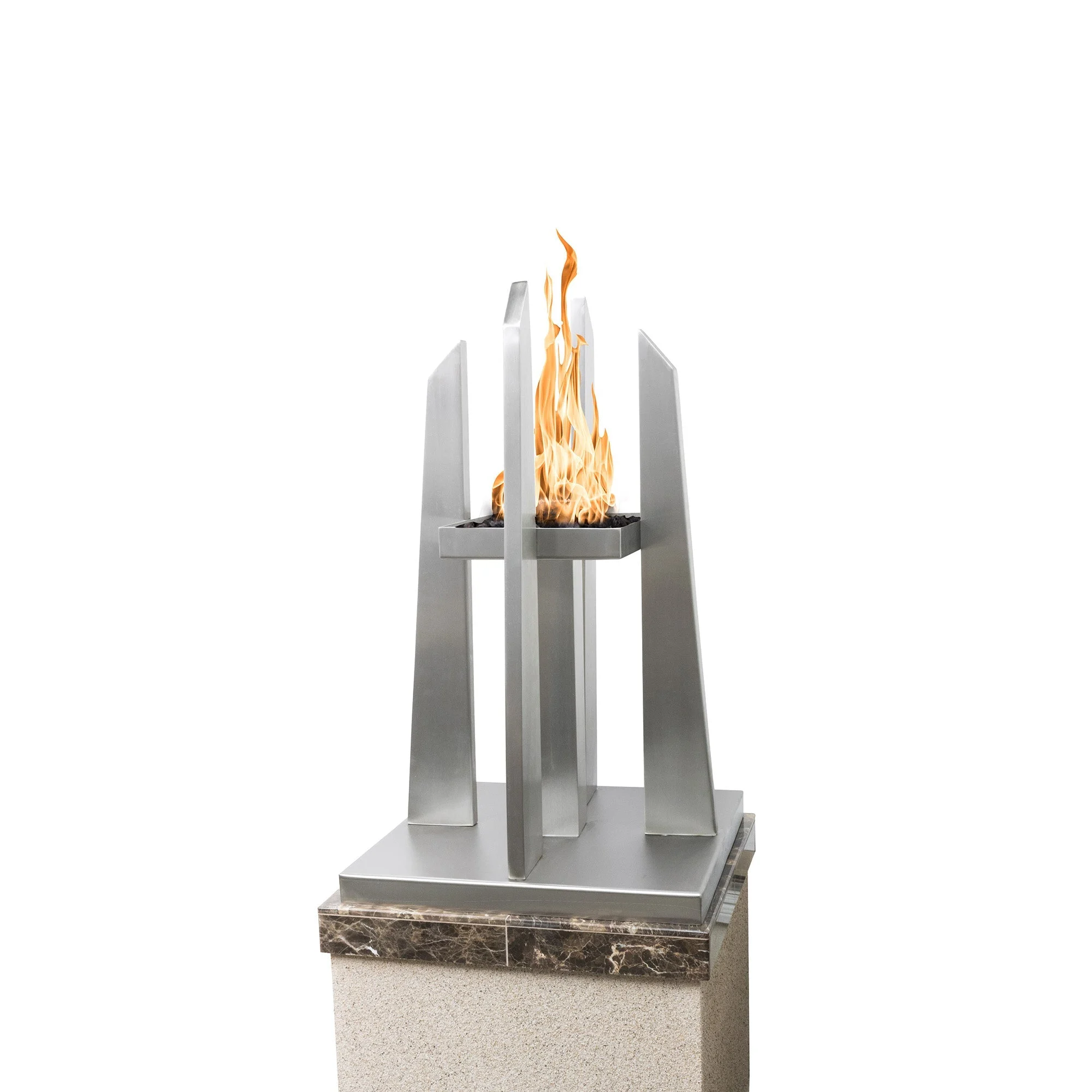 The Outdoor Plus Square Pointe 22" Stainless Steel Liquid Propane Column Ornament