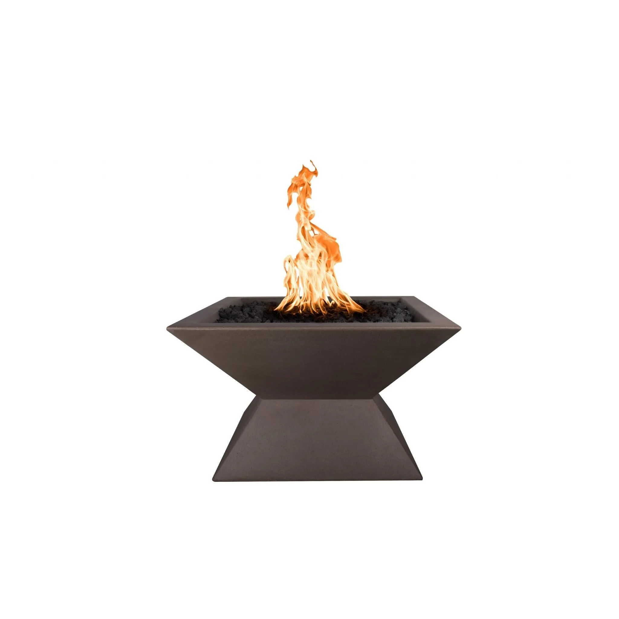 The Outdoor Plus Square Uxmal 30" Corten Steel Liquid Propane Fire Pit with Match Lit Ignition