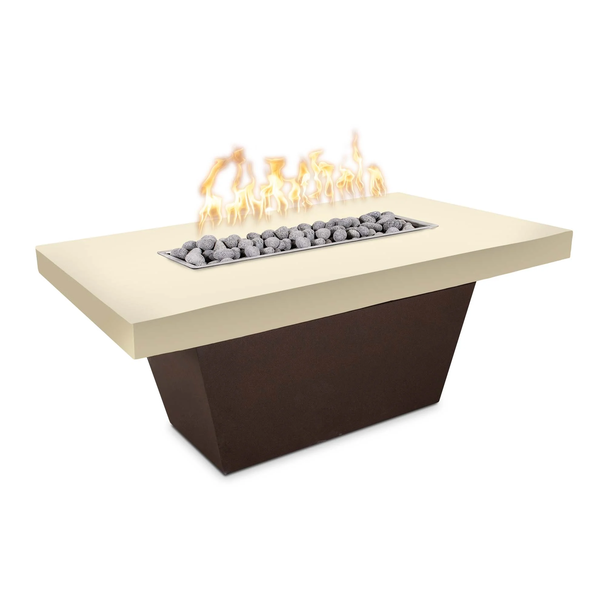 The Outdoor Plus Tacoma 48" Vanilla Concrete Top & Java Powder Coated Base Natural Gas Fire Table with 12V Electronic Ignition