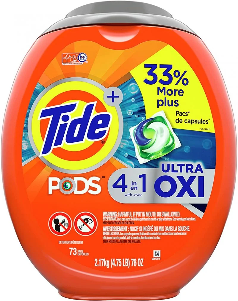 Tide PODS 4 in 1 Ultra Oxi Liquid Laundry Detergent Pacs, 73 Count