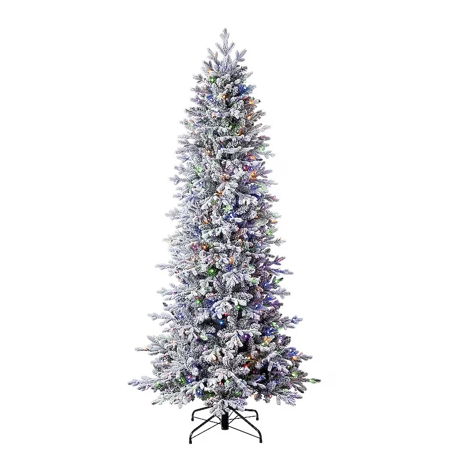 Tree Classics by Balsam Hill 7.5-ft Slim Flocked Snowy Redwood Pre-lit Artificial Christmas Tree with Color Changing LED Lights