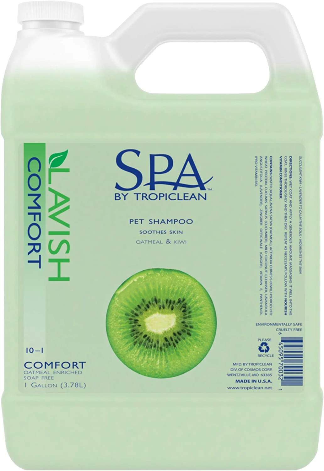 TropiClean Spa Comfort Shampoo for Dogs & Cats – Made in USA – Soap Free – Naturally Derived Ingredients – Luxury Bathing (1-gal bottle, bundle of 2)