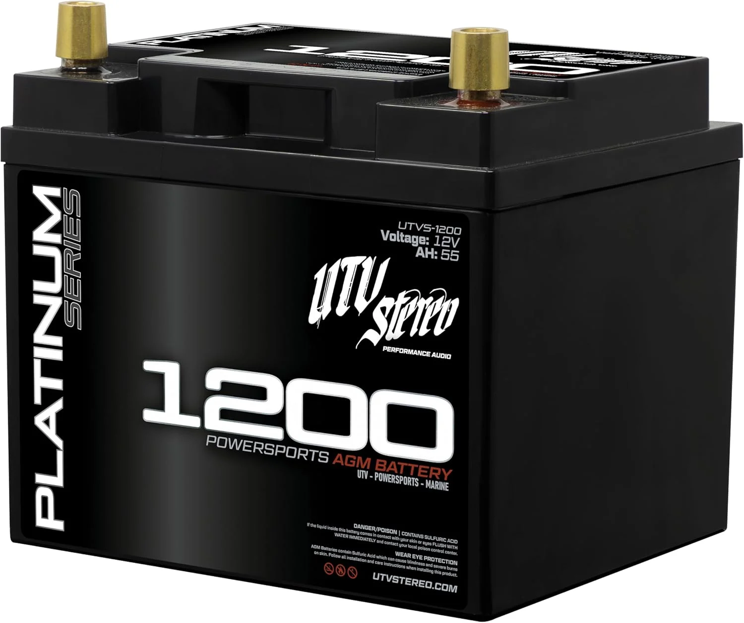 UTV Stereo Platinum Series 1200 AGM Battery – 1200 Cranking Amps, Replacemnt for Polaris RZR, Ranger – 4014609