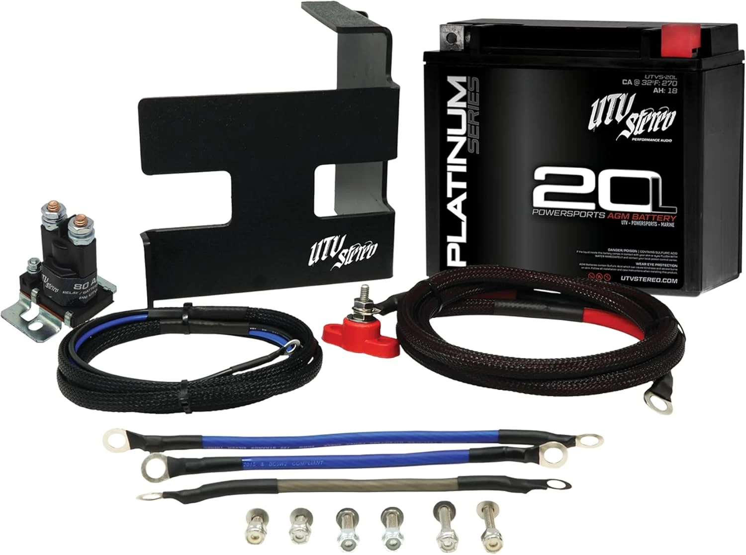 UTV Stereo Second Battery Kit w/Battery for Can-Am Maverick X3, w/Premium AGM Battery