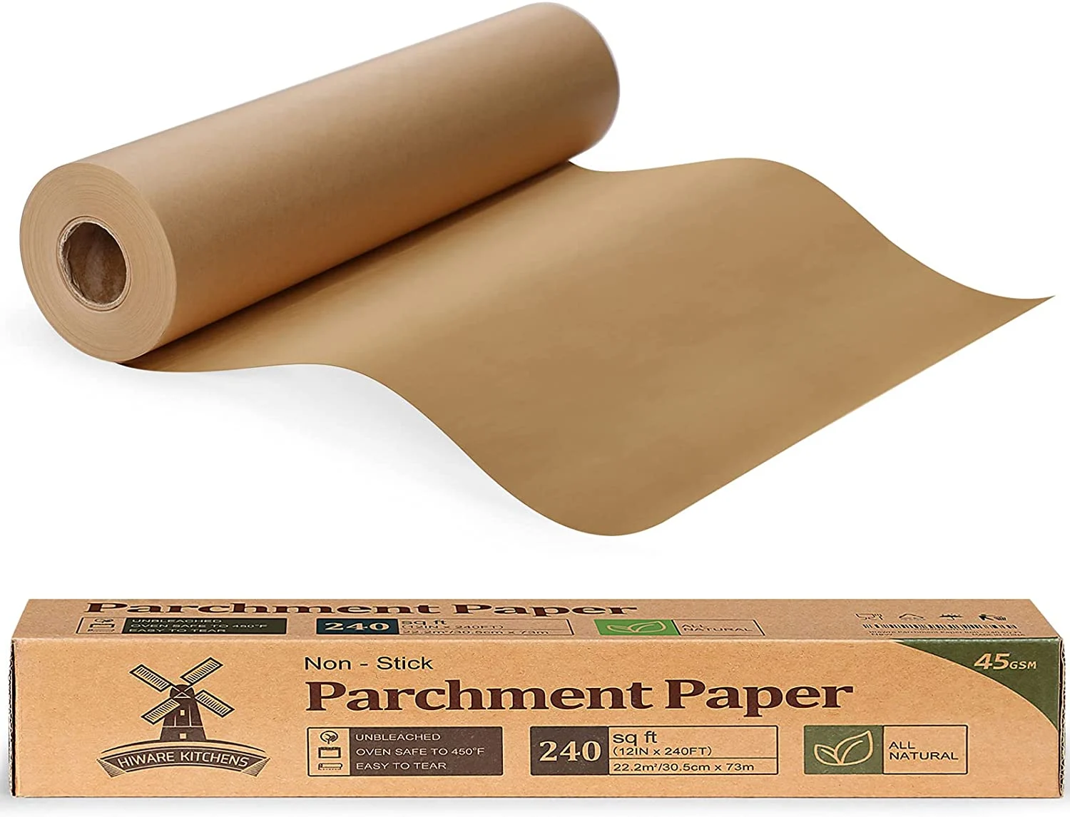 Unbleached Parchment Paper for Baking, 12 in x 240 ft, 240 Sq.ft, Baking Paper