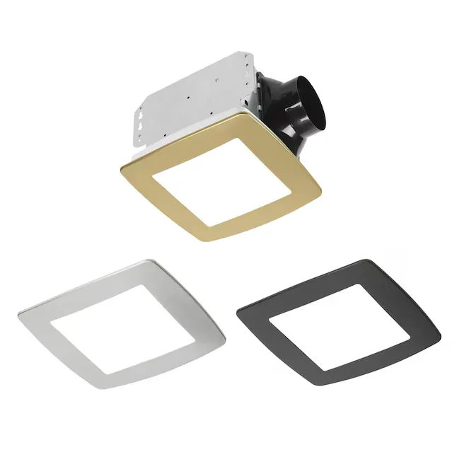 Utilitech 7105-08-L 1.1-Sones 80-CFM Brushed nickel, matte black, or matte gold options included Decorative Lighted Bathroom ventilator fan (ENERGY STAR Certified)