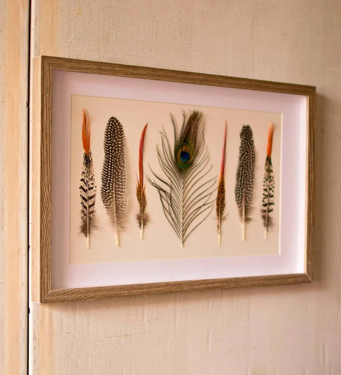 Kalalou CXF1485 Framed Seven Feathers Under Glass
