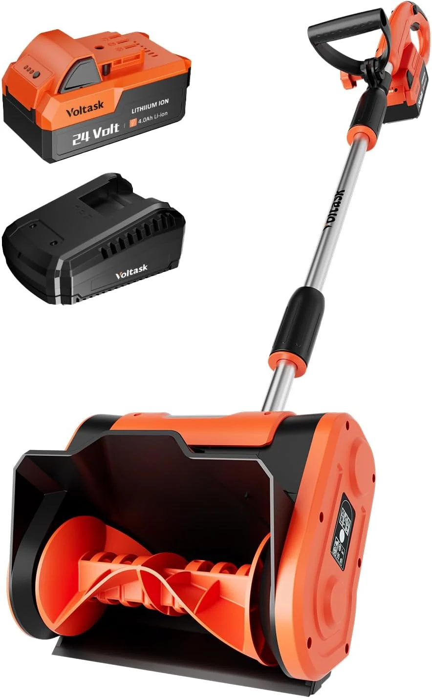 VOLTASK Cordless Snow Shovel – 24V | 11-Inch | 4-Ah Cordless Snow Blower, Battery Snow Blower with Adjustable Front Handle (4-Ah Battery & Quick Charger Included)