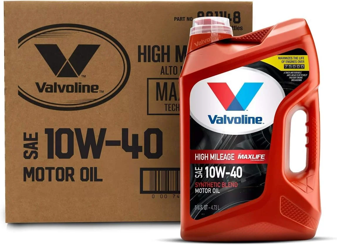 Valvoline High Mileage with MaxLife Technology SAE 10W-40 Synthetic Blend Motor Oil 5 QT, Case of 3