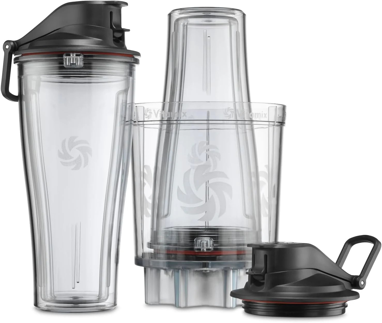 Vitamix Personal Cup Adapter, BPA-Free, Dishwasher-Safe, Two 20-Ounce Blender Cups, Two Lids, and One Blender Adapter with Stainless-Steel Blades