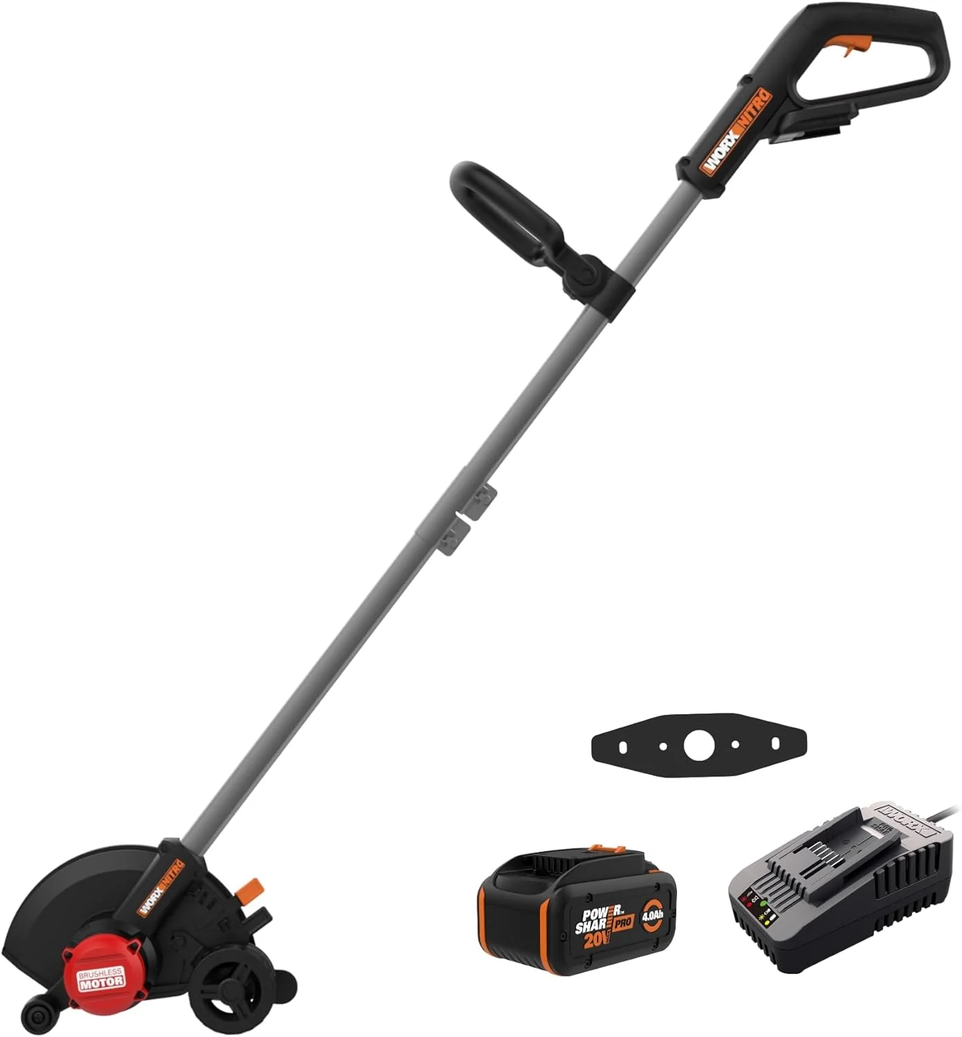 WORX Nitro 20V 7″ Cordless Edger 3 Depth Settings, Battery Powered Driveway Edger with Dual Wheels, High-Performance Brushless Trencher Precision Edge Guide WG898 – Battery & Charger Included