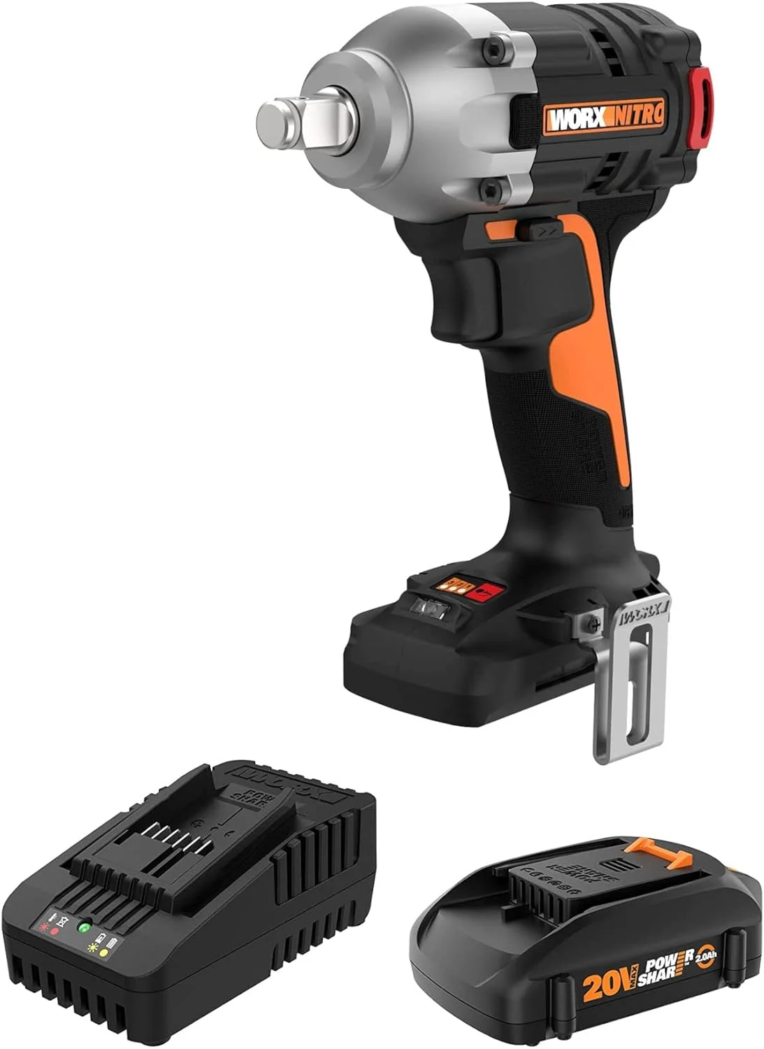 WORX Nitro WX272L 20V Power Share 1/2″ Cordless Impact Wrench with Brushless Motor