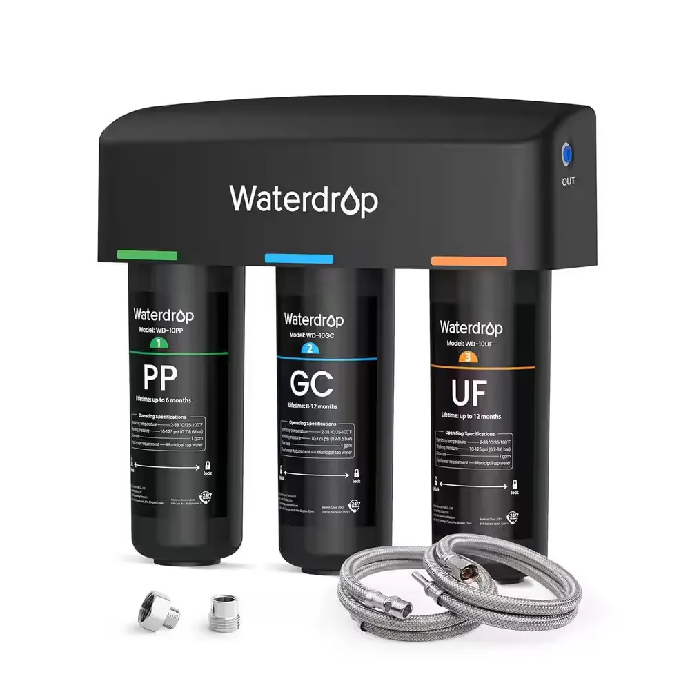 Waterdrop WD-TSA-UF 0.01 μm Ultra Filtration Under Sink Water Filter, 9 Stage Filtration, Reduces Chlorine, Taste Fluoride