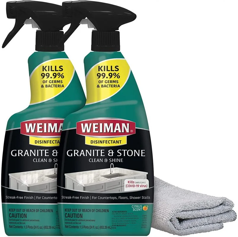 Weiman Disinfectant Granite Daily Clean & Shine (2 Pack with Polishing Cloth)