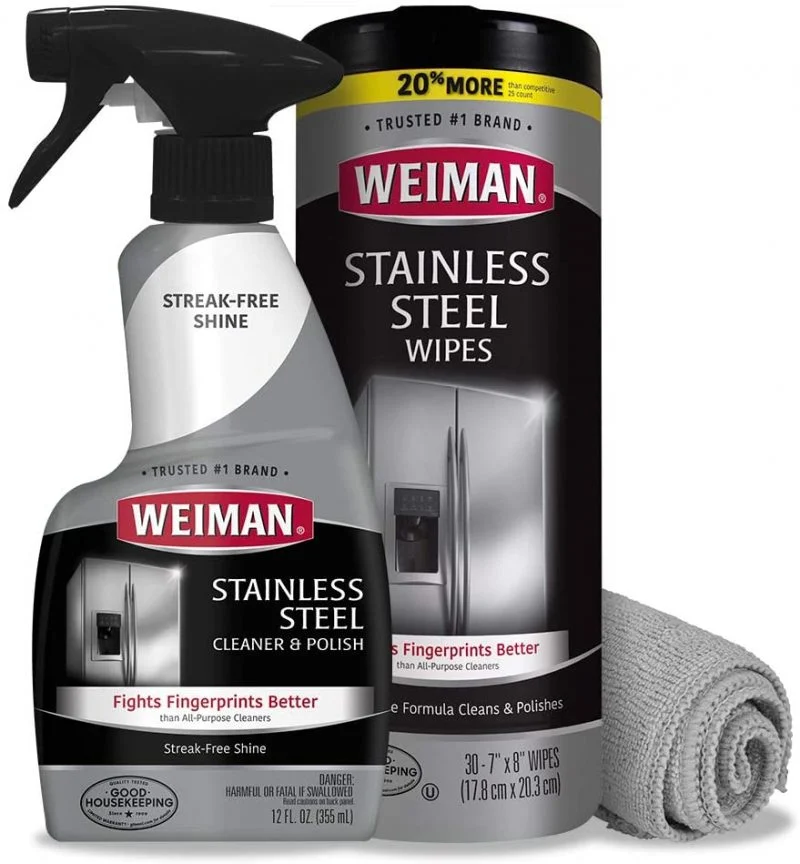 Weiman Stainless Steel Cleaner Kit – Fingerprint Resistant, Removes Residue