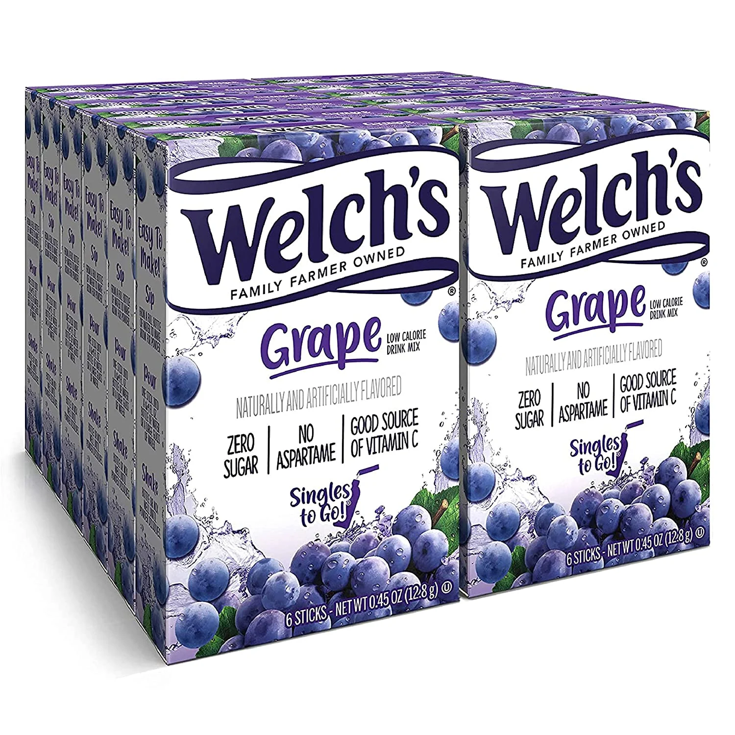 Welch’s Singles To Go Water Drink Mix, Grape, 0.45 Ounce (Pack of 12)