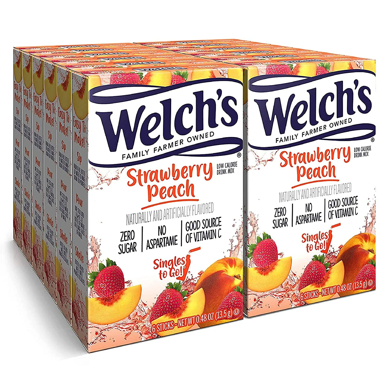 Welch’s Singles To Go Water Drink Mix -Strawberry Peach, 0.48 Ounce (Pack of 12)