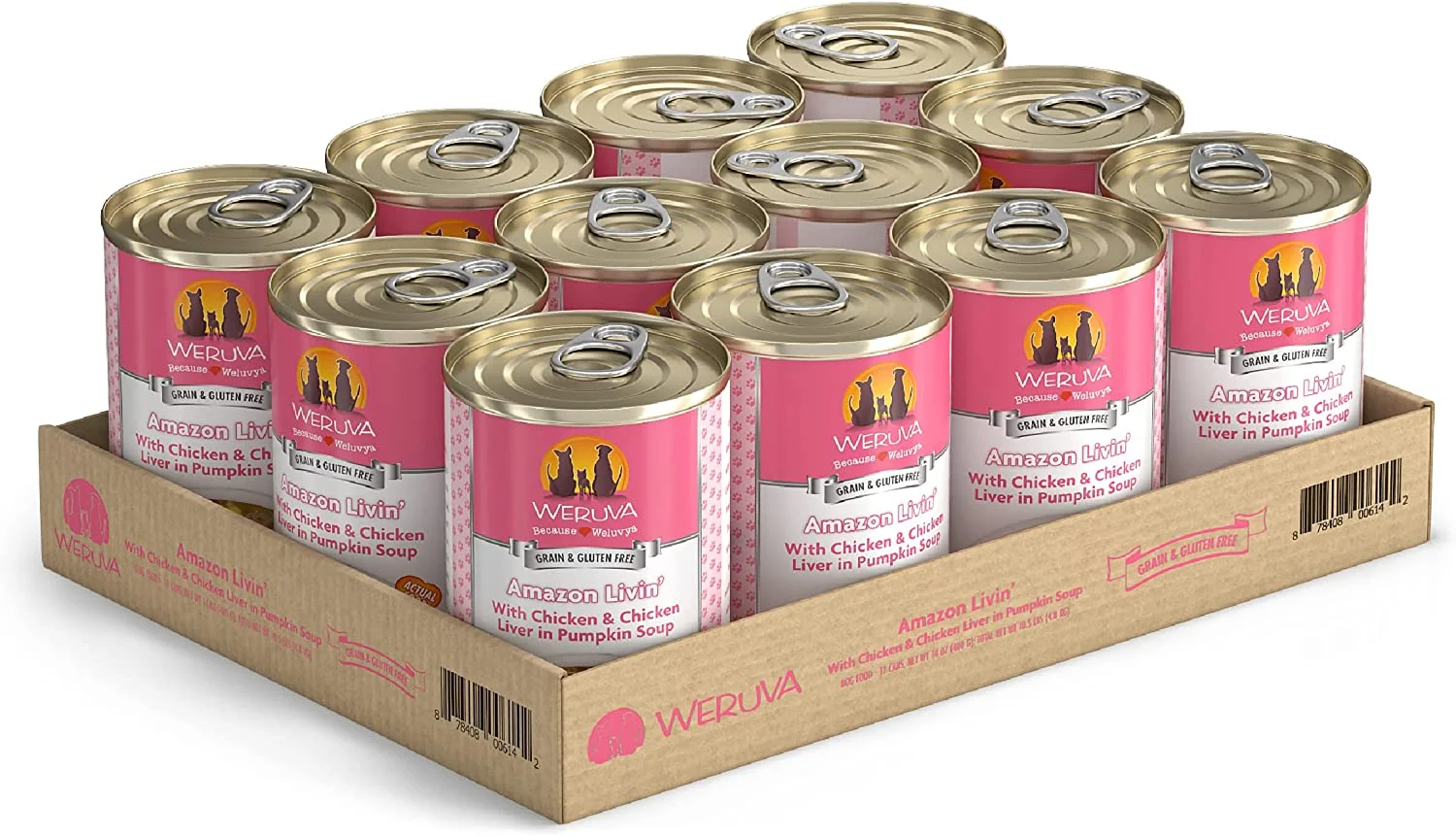 Weruva Amazon Livin’ with Chicken & Chicken Liver in Pumpkin Soup Grain-Free Canned Dog Food 14oz Can (Pack of 12)