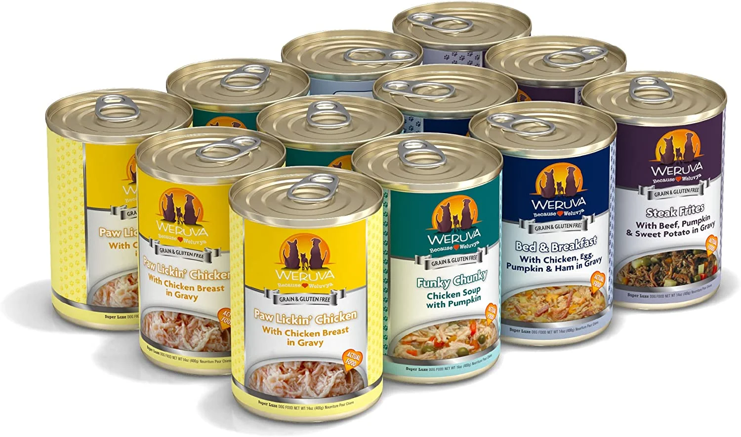 Weruva Baron’s Batch Variety Pack Grain-Free Canned Dog Food 14 Ounce (Pack of 12)
