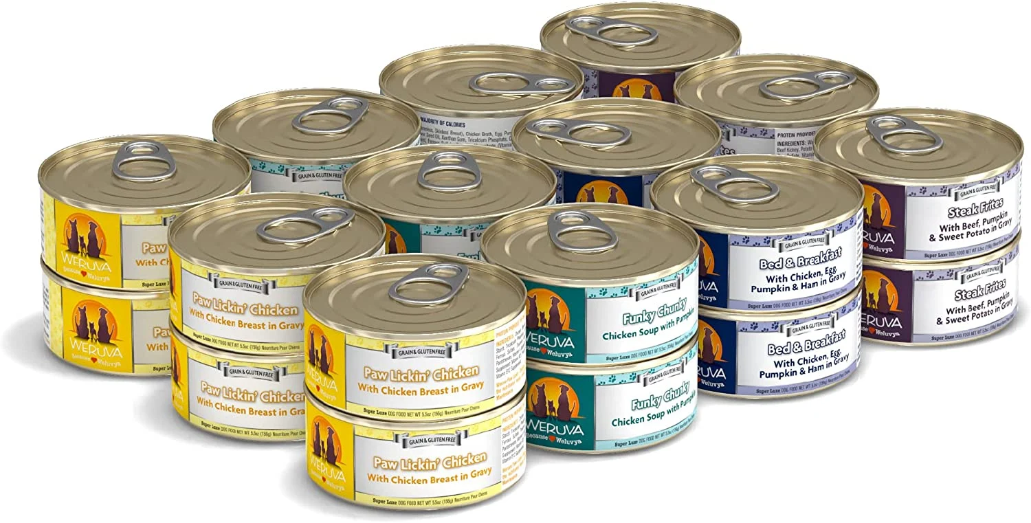 Weruva Baron’s Batch Variety Pack Grain-Free Canned Dog Food 5.5 Ounce (Pack of 24)
