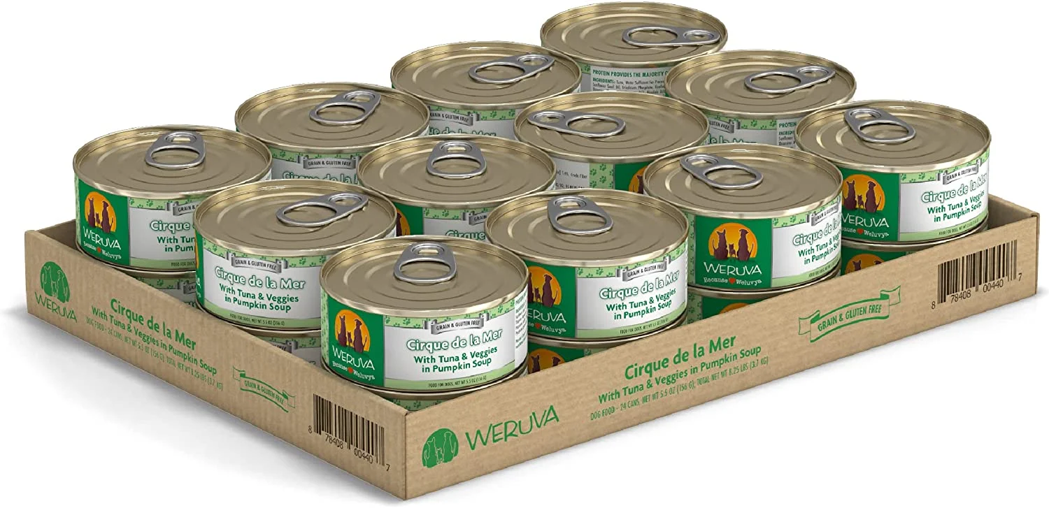 Weruva Cirque De La Mer with Tuna & Veggies in Pumpkin Soup Grain-Free Canned Dog Food 5.5 Ounce (Pack of 24)