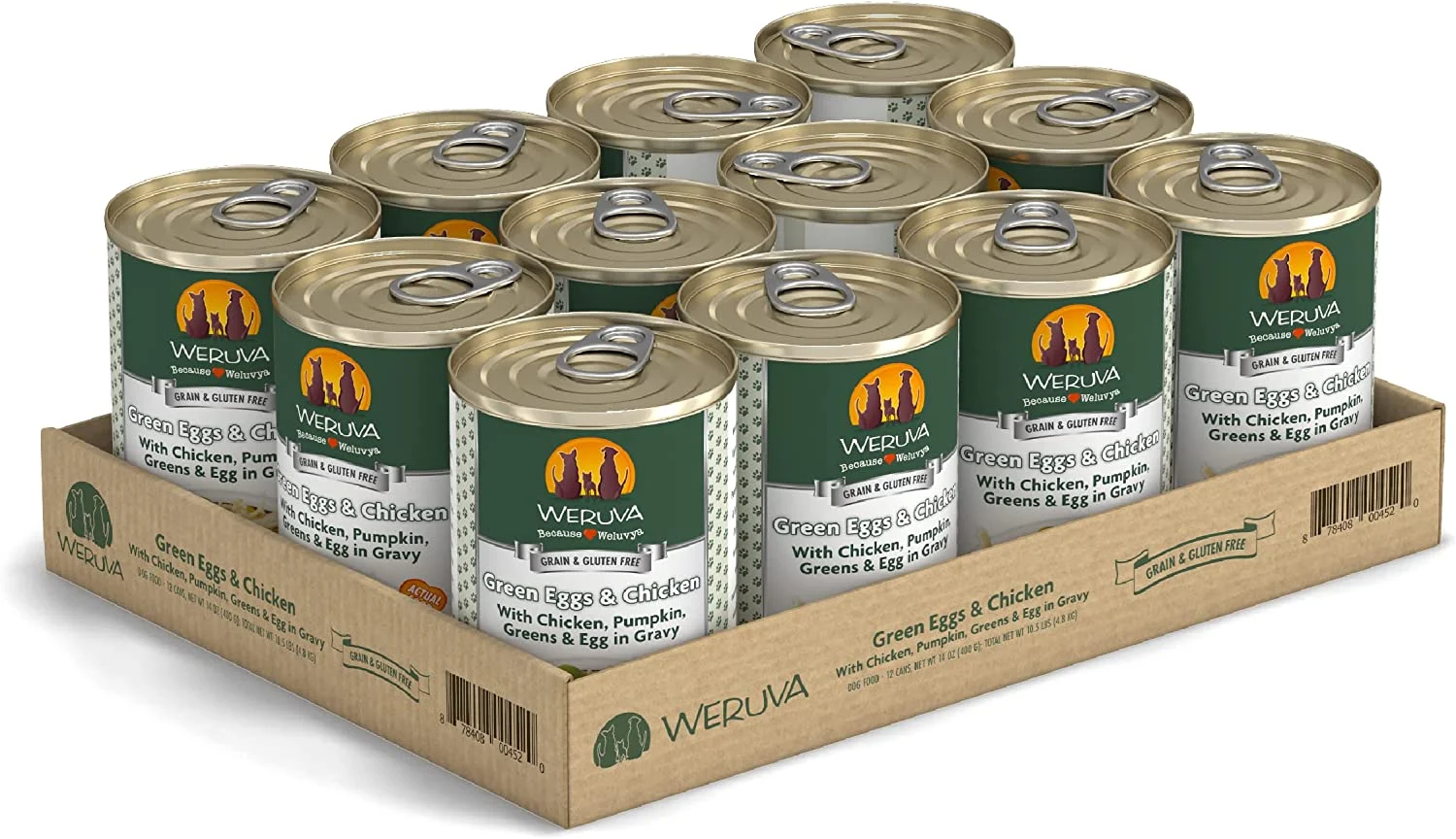 Weruva Green Eggs & Chicken with Chicken Egg & Greens in Gravy Grain-Free Canned Dog Food 14 Ounce (Pack of 12)