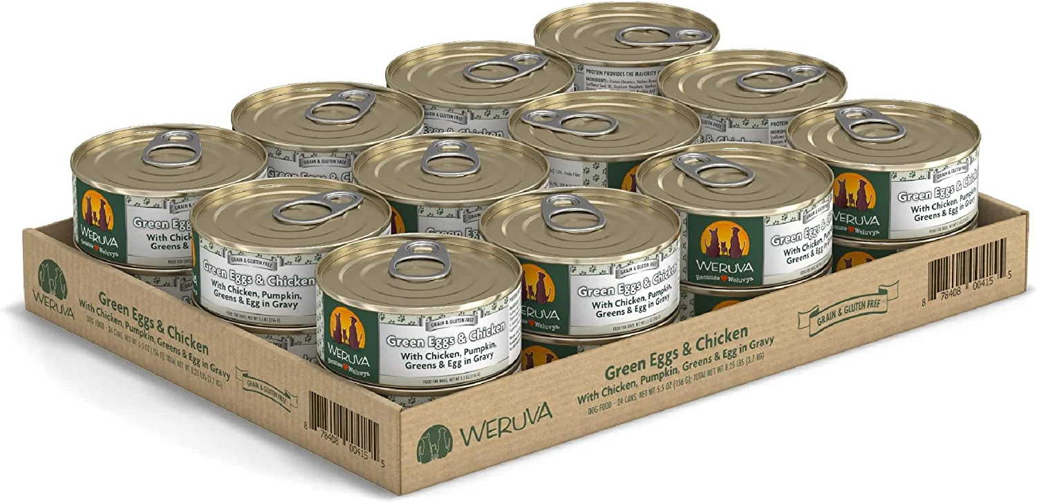 Weruva Green Eggs & Chicken with Chicken Egg & Greens in Gravy Grain-Free Canned Dog Food 5.5 Ounce (Pack of 24)