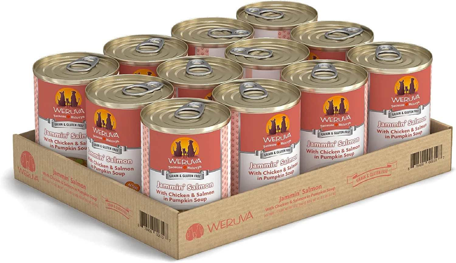Weruva Jammin’ Salmon with Chicken & Salmon in Pumpkin Soup Grain-Free Canned Dog Food 14 Ounce (Pack of 12)