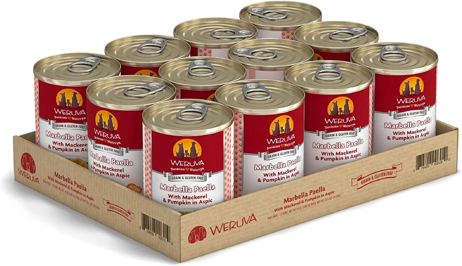 Weruva Marbella Paella with Mackerel & Pumpkin in Aspic Grain-Free Canned Dog Food 14oz Can (Pack of 12)