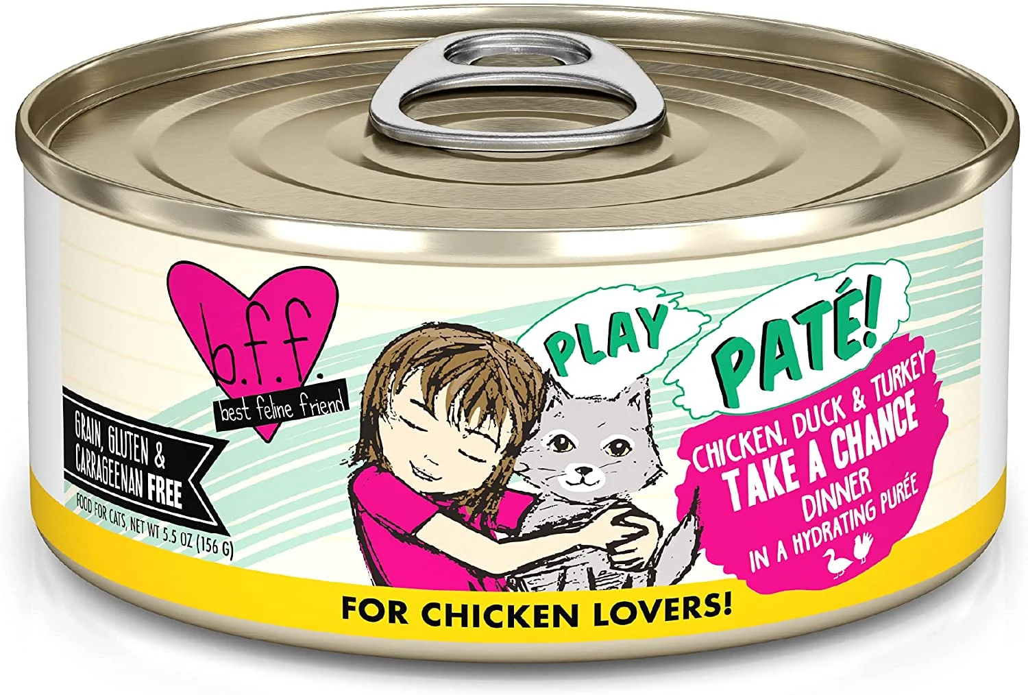 Weruva Wet Cat Food B.F.F. Play – Best Feline Friend Paté Lovers, Aw Yeah!, Chicken, Duck & Turkey Take a Chance with Chicken, Duck & Turkey, 5.5 Ounce (Pack of 8)