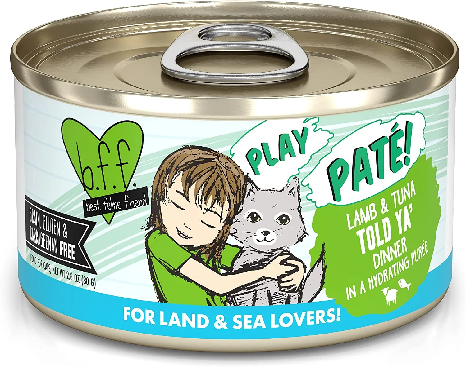 Weruva Wet Cat Food B.F.F. Play – Best Feline Friend Paté Lovers, Aw Yeah!, Lamb & Tuna Told Ya’ with Lamb & Tuna, 2.8oz Can (Pack of 12)